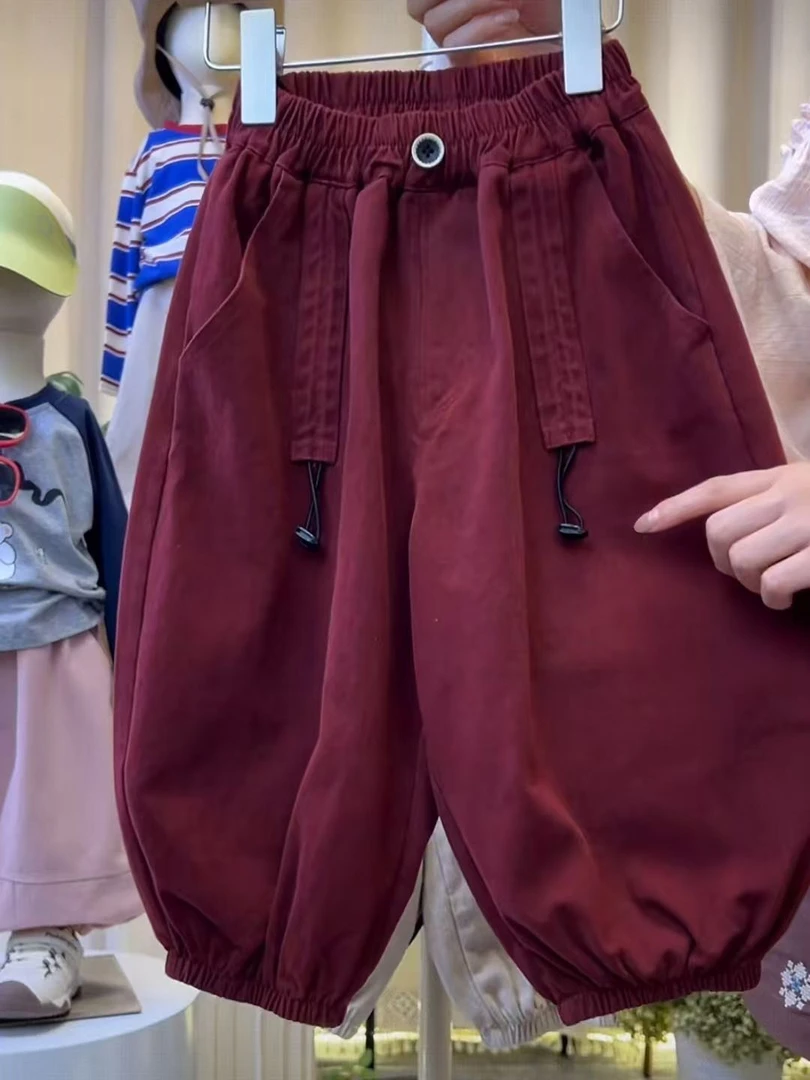 儿童秋季裤子2025新款男女童灯笼裤长裤时尚百搭潮酷痞帅童装