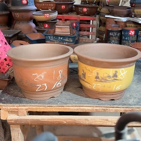 紫砂花盆金钟盆两个