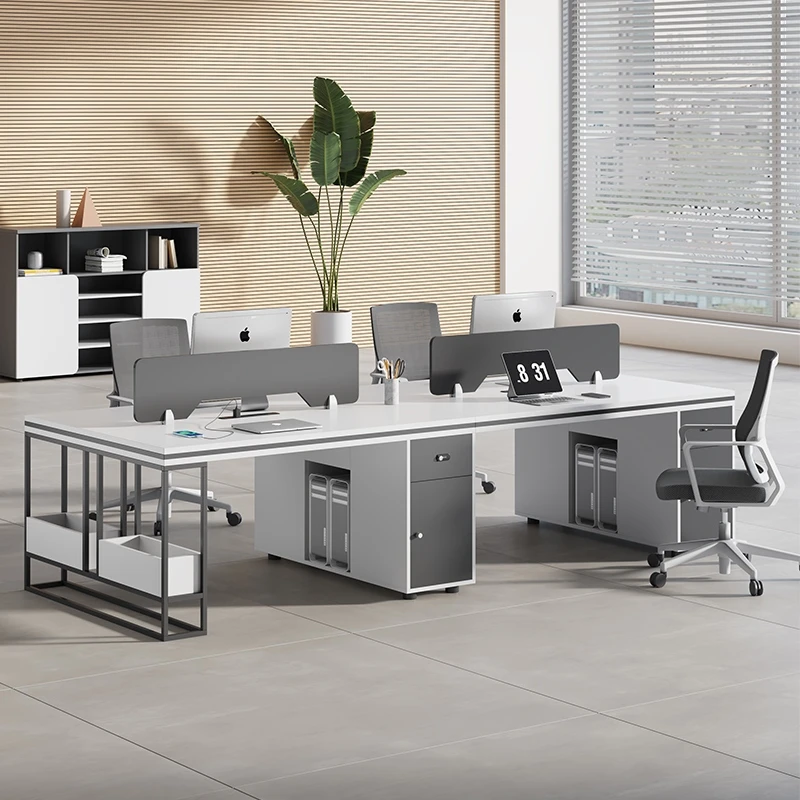 办公桌桌椅组合职员桌简约现代电脑桌4人6办公室屏风员工位四人位