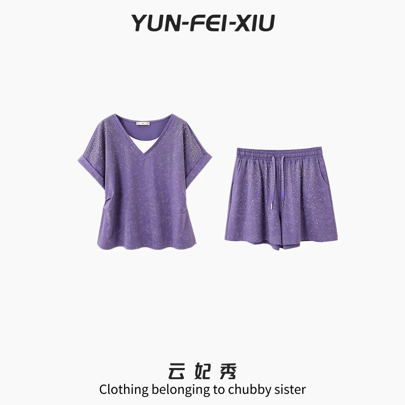 云妃秀大码女装套装时尚宽松显瘦胖妹妹上衣裤子两件套秋季5181AB