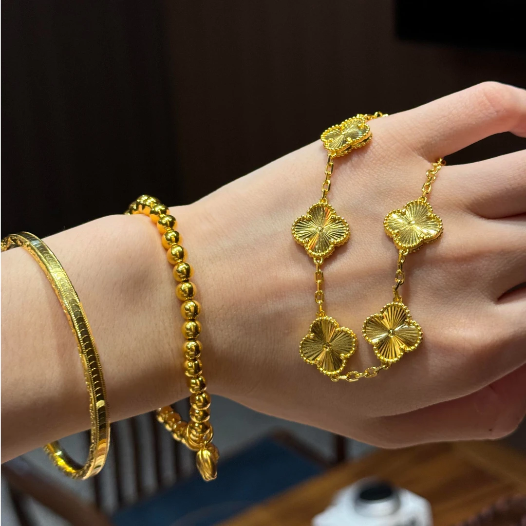 足银手链 【小花手链】公主叠戴百搭镭射精美