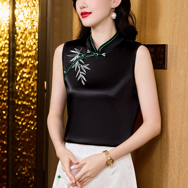 2025夏季新款刺绣复古民国风通勤无袖内搭背心打底上衣BH1750