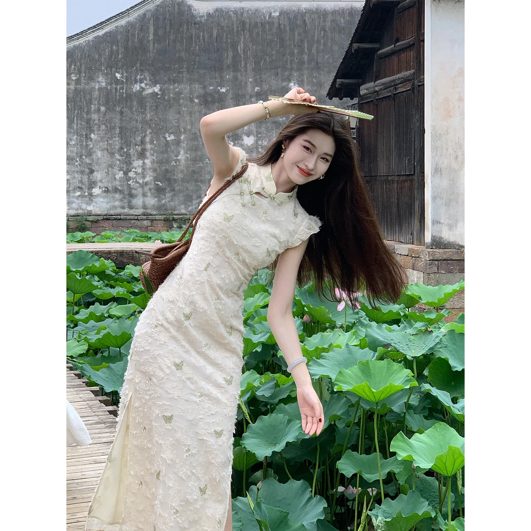 凌茜恣禾【如荼】国风新中式温婉优雅大气修身收腰显瘦旗袍连衣裙