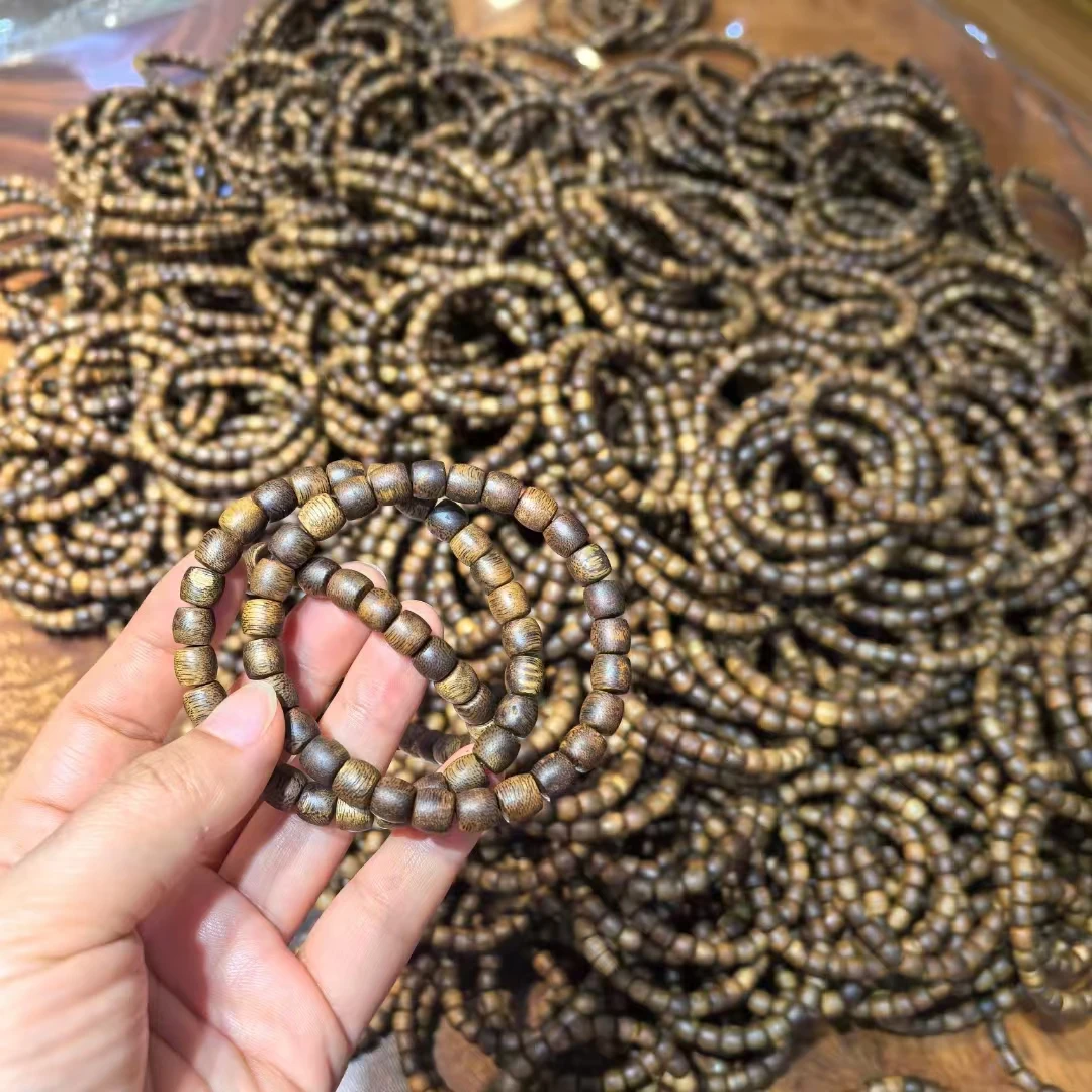 海南莺歌绿 种植棋楠8分沉 7mm鼓珠 单圈手串 多样性发其一