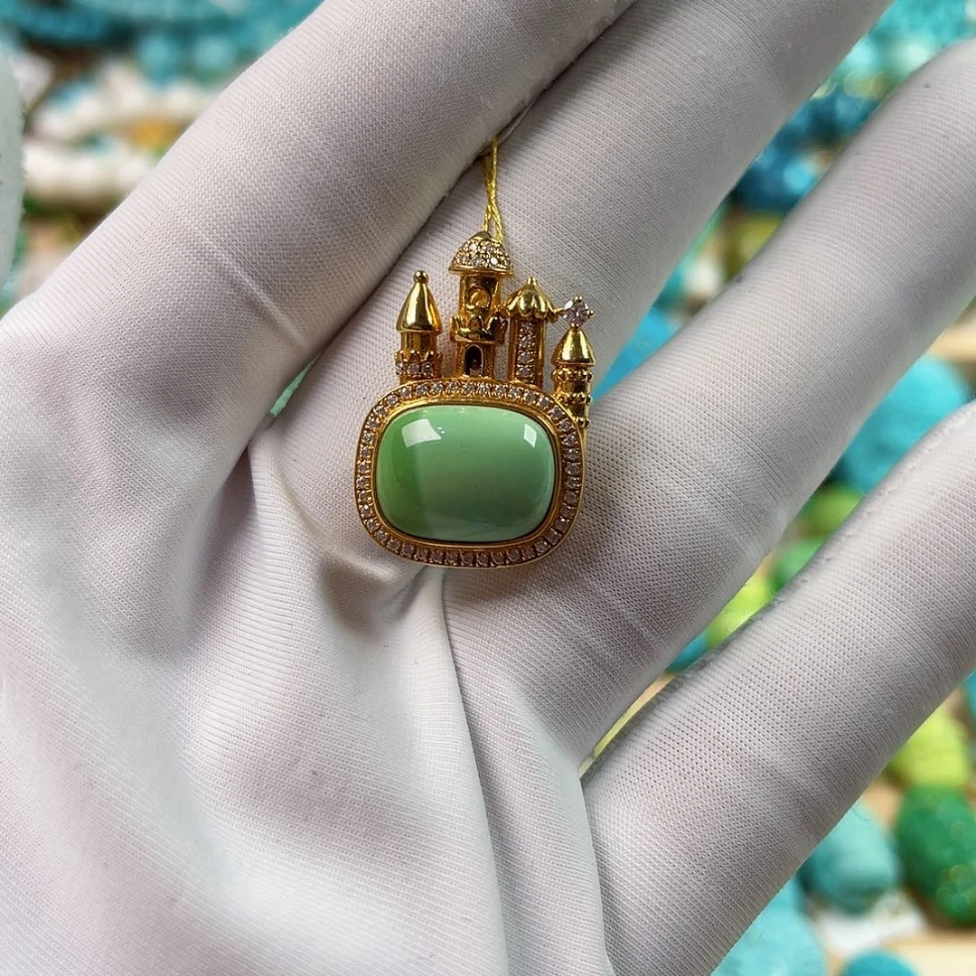 绿松石18K金镶嵌珠宝奇石