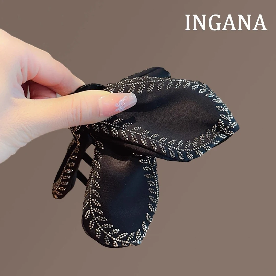 新潮设计感叶片麦穗鲨鱼夹缎面闪钻气质后脑勺抓夹发量多发抓头饰