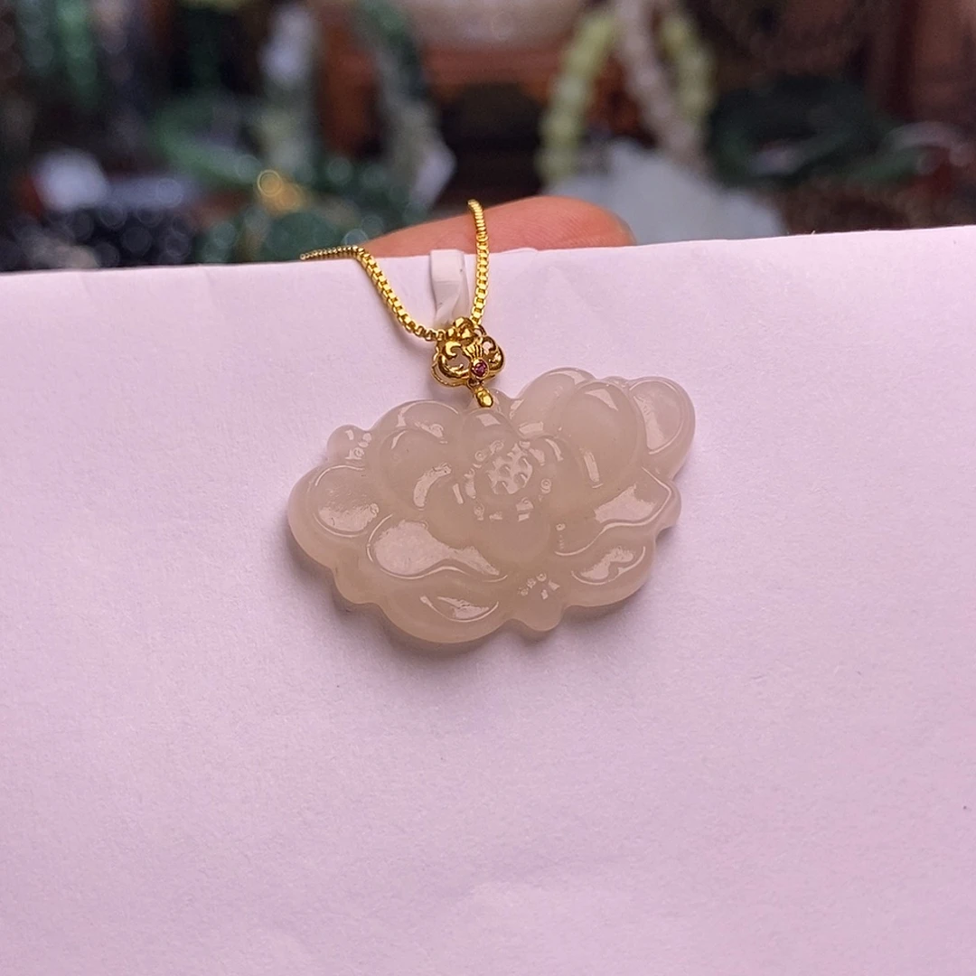 手链未镶嵌和田玉收藏老矿料红藕粉富贵花金镶