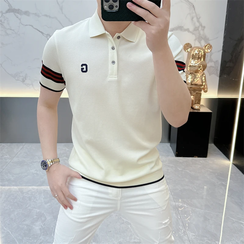 冰希轻奢.名品欧版男士POLO衫简约修身百搭帅气短袖2025夏季新款
