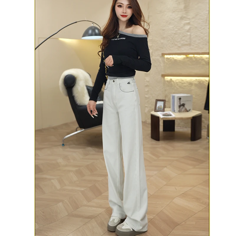 白灰色新款牛仔裤女2025新款爆款高腰显瘦百搭时尚弹力裤子5224