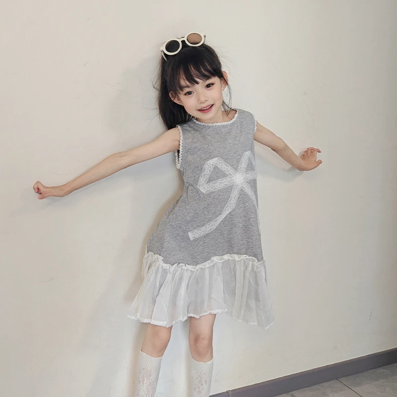 小孩子衣服女款2025新款女童夏季休闲连衣裙小女孩夏装韩范背心裙