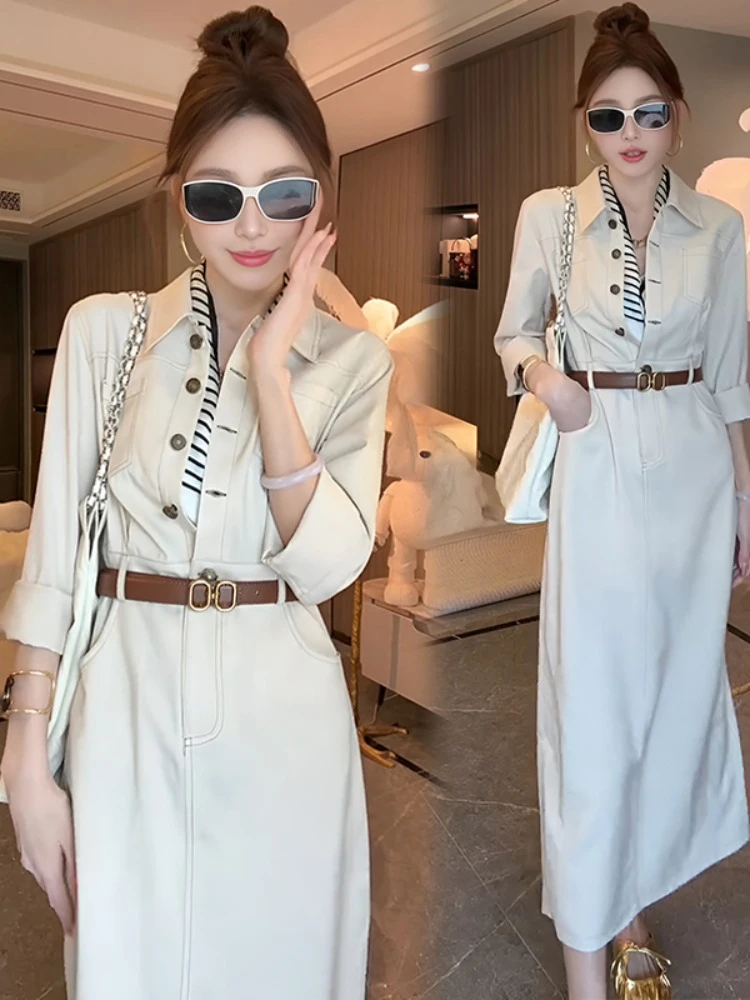 【轻职穿搭】法式气质工装连衣裙女2025夏季高级感收腰显瘦洋气裙子