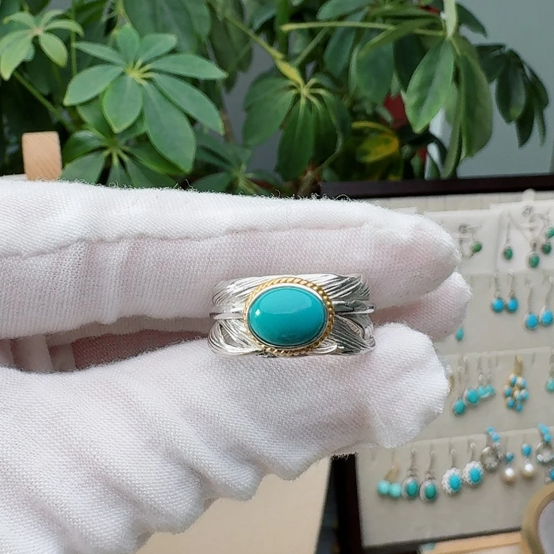 绿松石银S925镶嵌戒指戒指