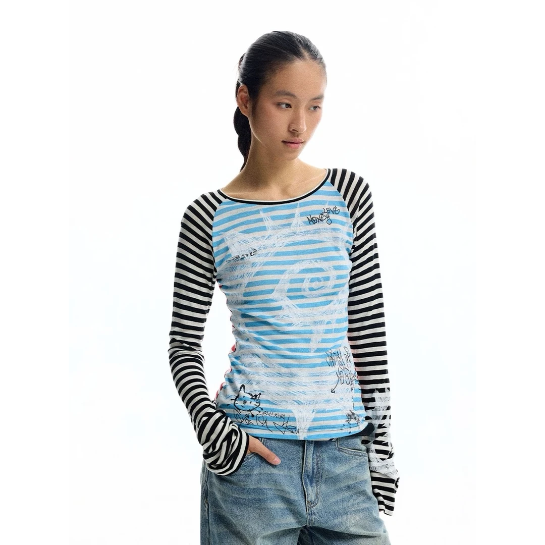 CONP 25SS 漩涡鹦鹉螺三色条纹打底衣