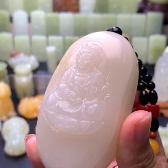 石材方解石手把件
