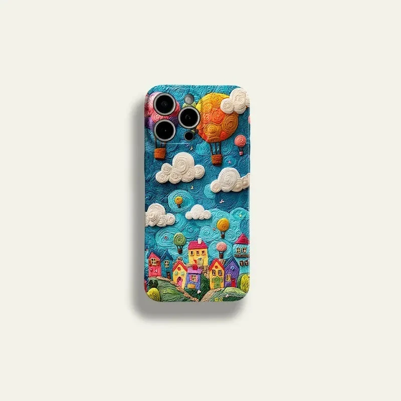 手绘小镇适用iPhone16苹果1514PLUS新款13手机壳12保护套11promax