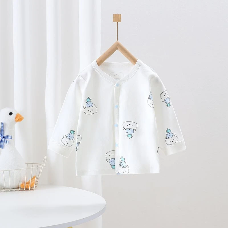 开衫纯棉长袖薄款打底秋衣外穿a类无骨睡觉衣服0-3个月春秋新生儿