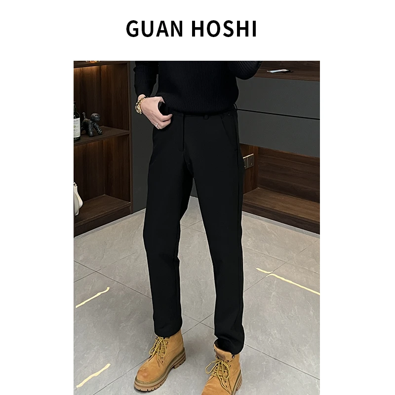 【陈什么陈男装】冬重磅厚款小直筒休闲裤男立裁加绒裤子9994