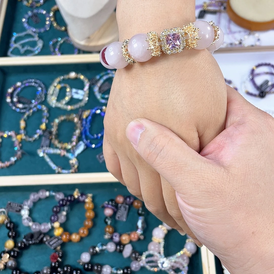 水晶手链银S925镀金镶嵌