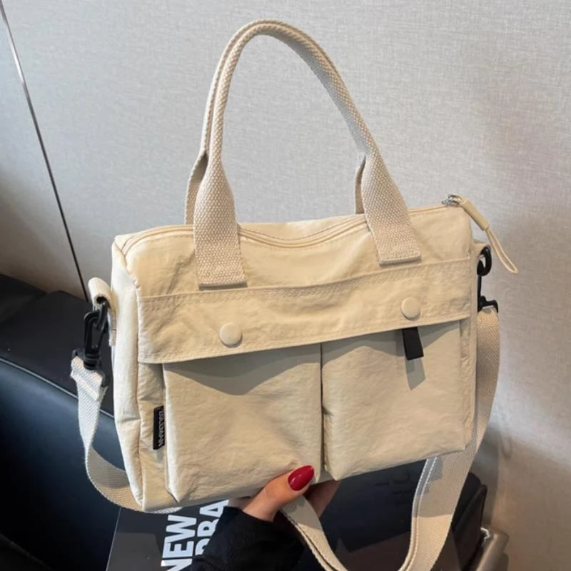 范哲萨韩国小众斜挎帆布妈咪包大容量多口袋托特包休闲手提包母婴