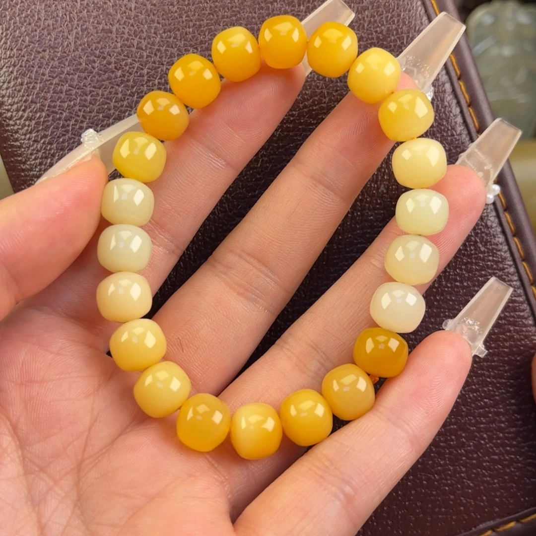 石英质玉黄蜡石手串未镶嵌王*毛