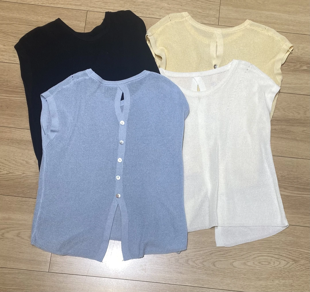 【MIDUO米多】女士夏季针织后背纽扣无袖上衣