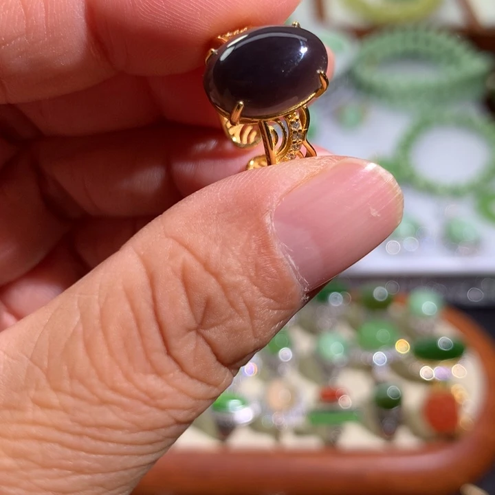 和田玉银S925镶嵌戒指