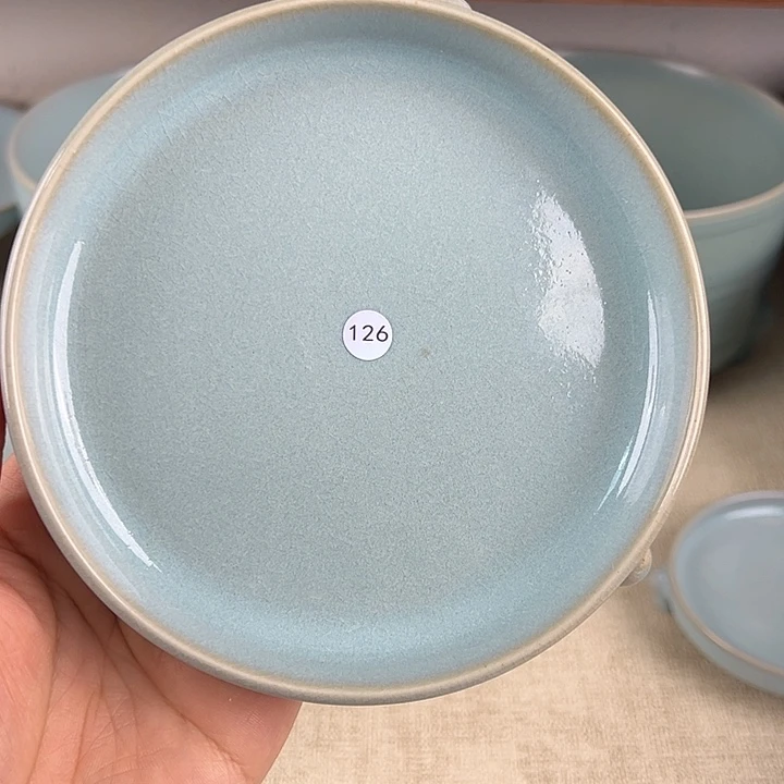 杯子瓷天青釉中号三足洗微瑕