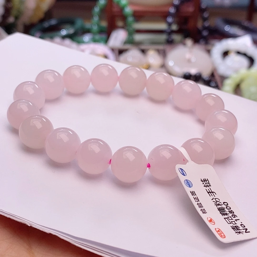 和田玉未镶嵌颈饰精品藕粉樱花粉手串12m