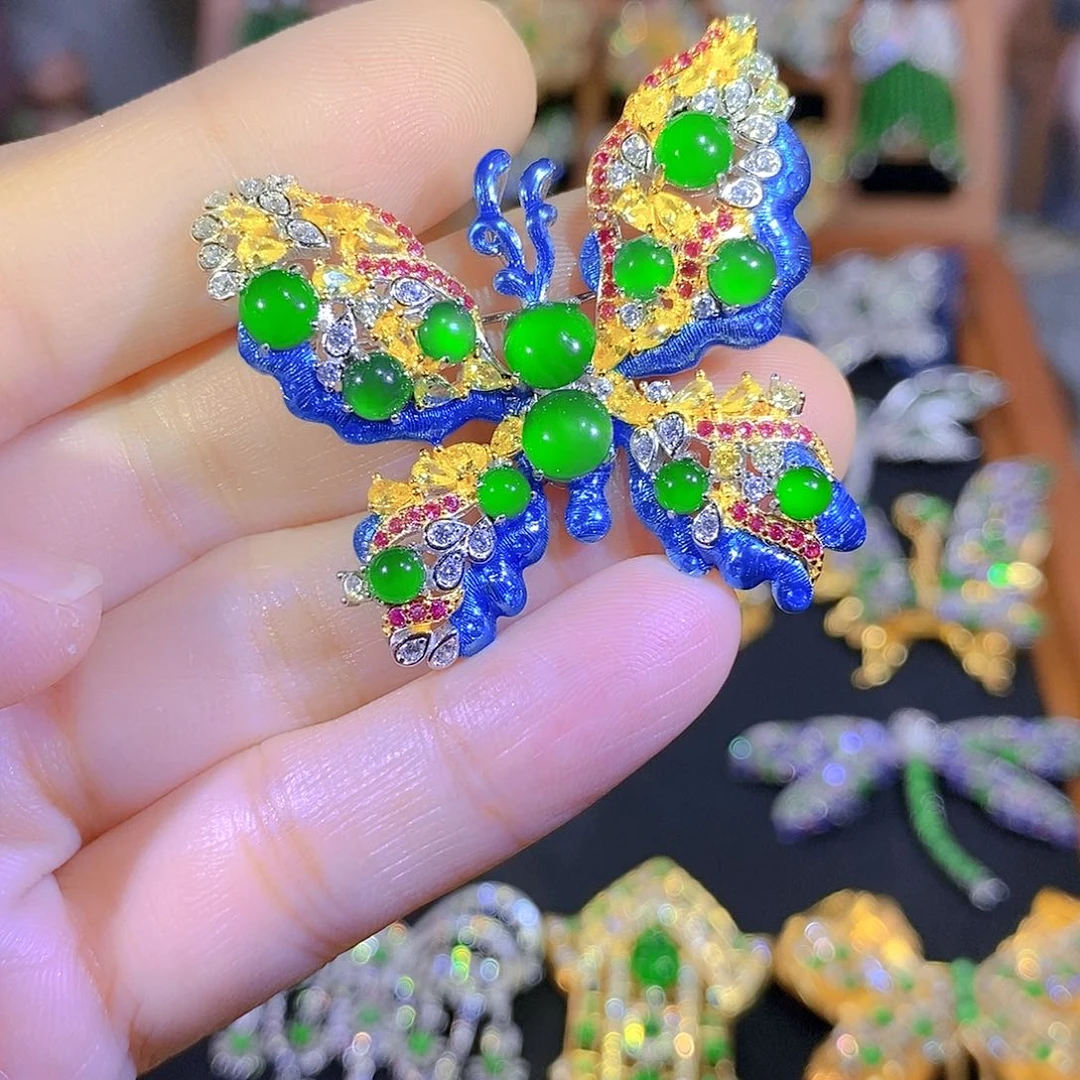 吊坠(不含链)银S925镶嵌翡翠