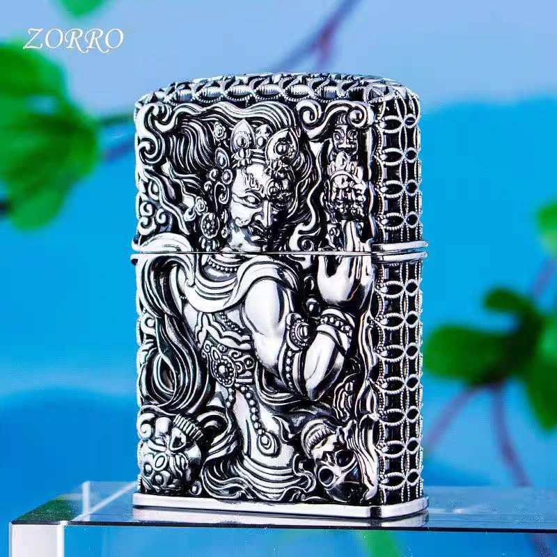 佐罗【不动明王银色】煤油打火机高品质防风打火机【需自配油】