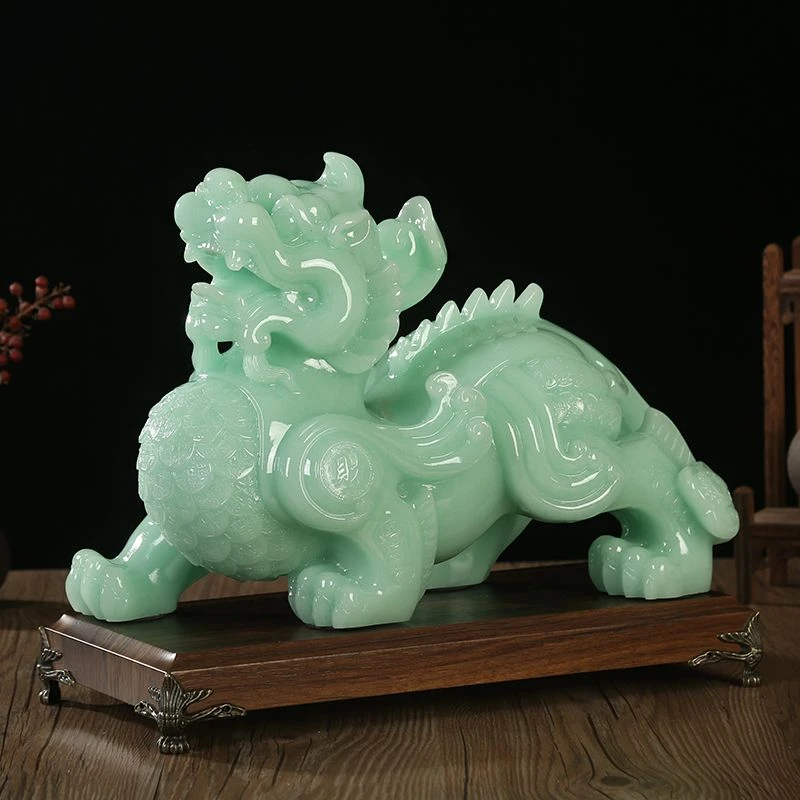 玉石招财貔貅摆件皮丘一对客厅装饰品家居风水