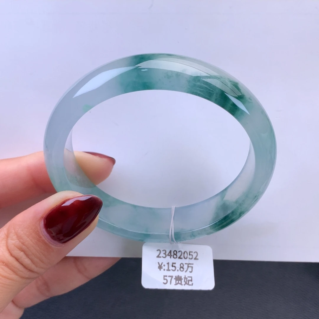翡翠手镯未镶嵌高冰飘花贵妃手镯