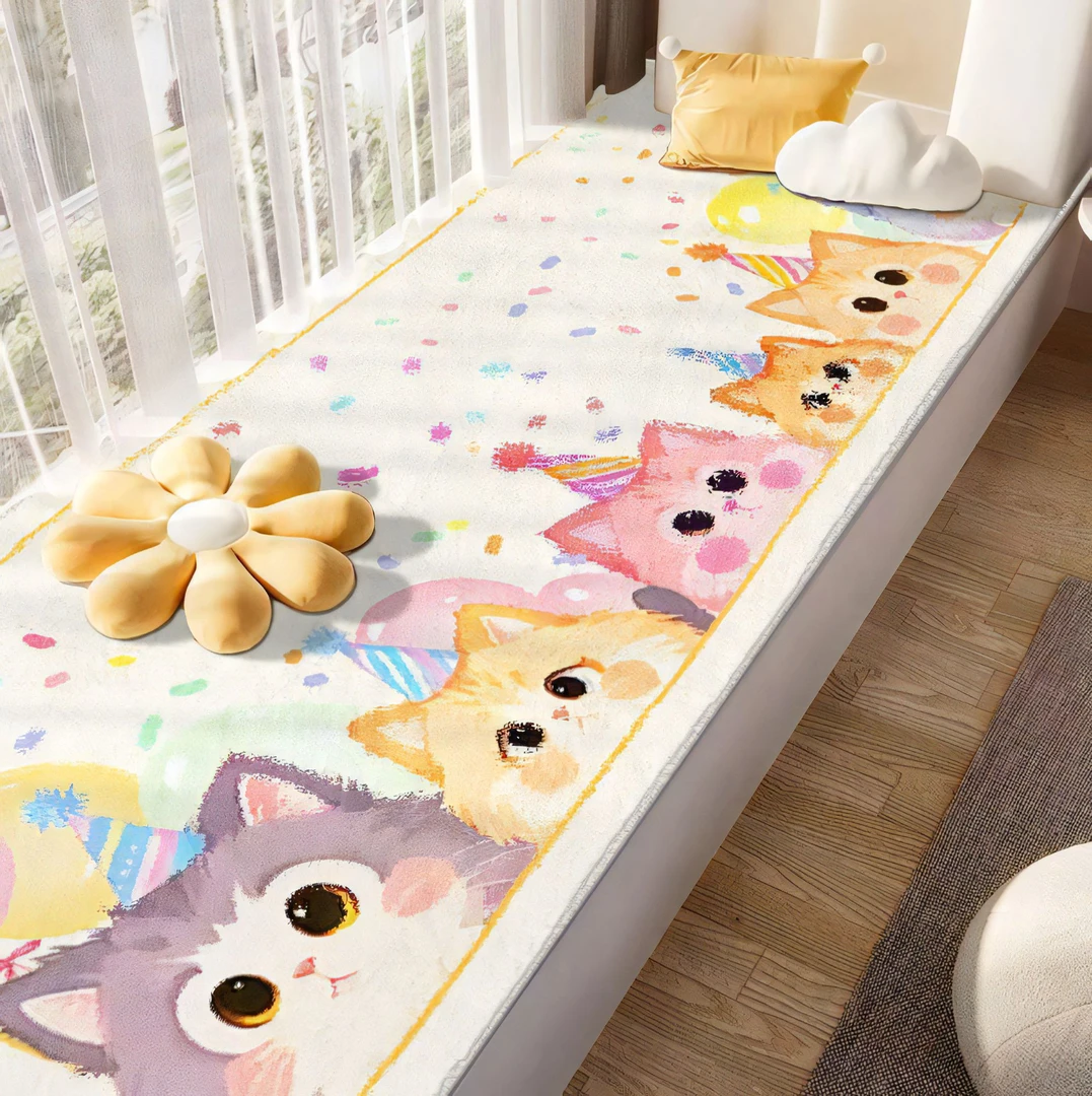 卧室毛绒床边地垫卡通仿羊绒地毯床边地毯卧室床下床垫羊绒地垫