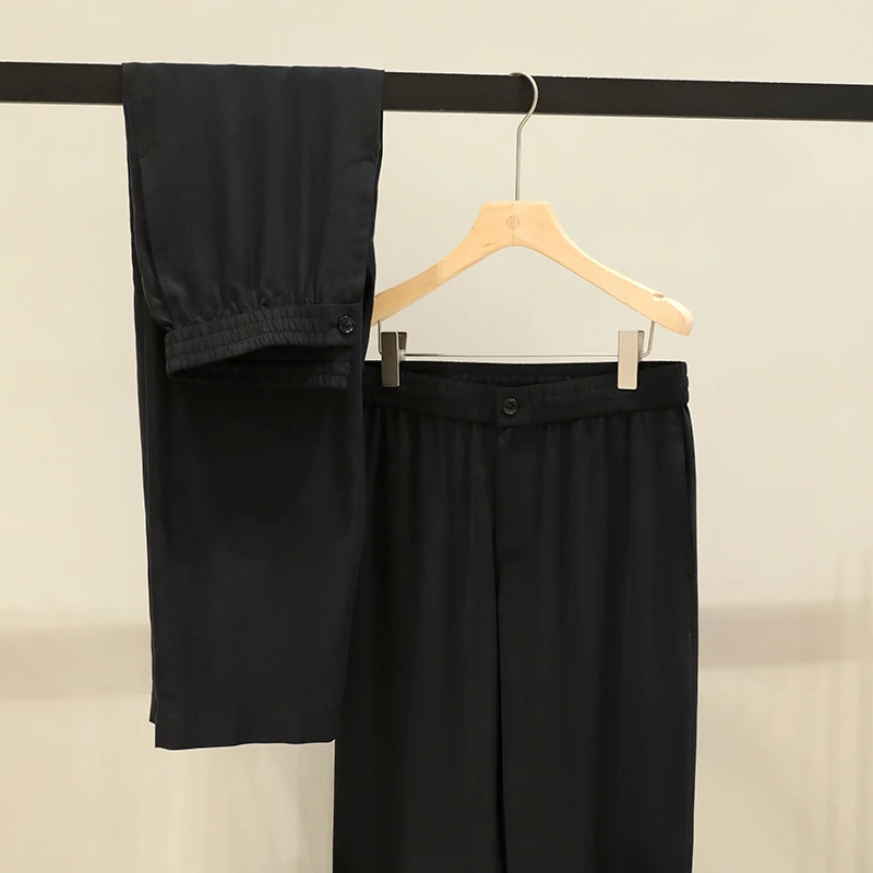 【250101009】韵雅出众 40MM重磅100桑蚕*丝男士宽松直筒休闲长裤