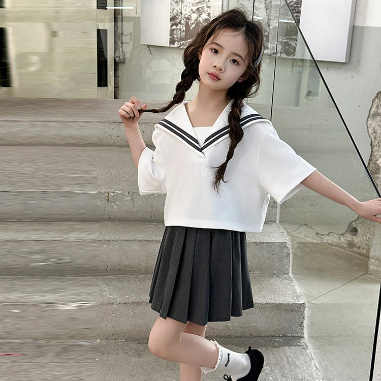 女童套装2025夏季新款学院风百褶裙套装6-12岁15韩版中大童洋气jk