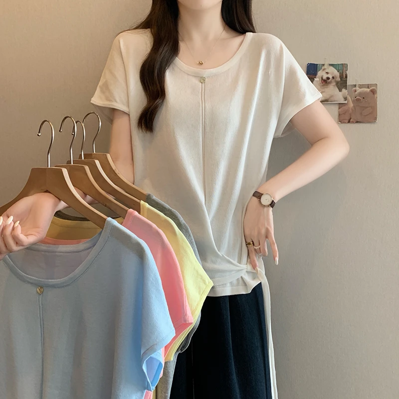 2025夏装新款宽松显瘦针织上衣百搭短袖T恤