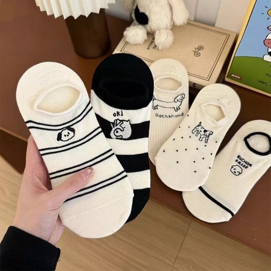 【到手10双】夏季女士腊肠小狗浅口隐形船袜