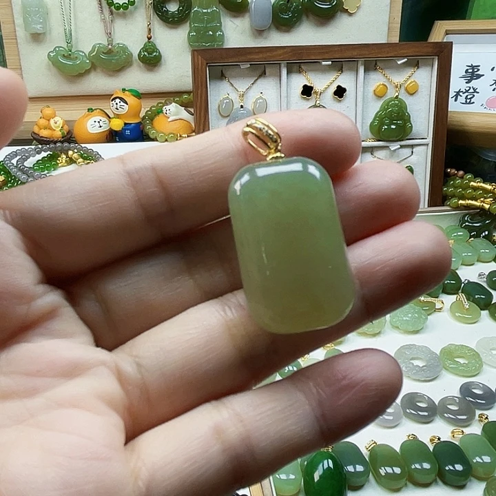 和田玉银S925镀金镶嵌吊坠(不含链)梦**乡有水线要包容