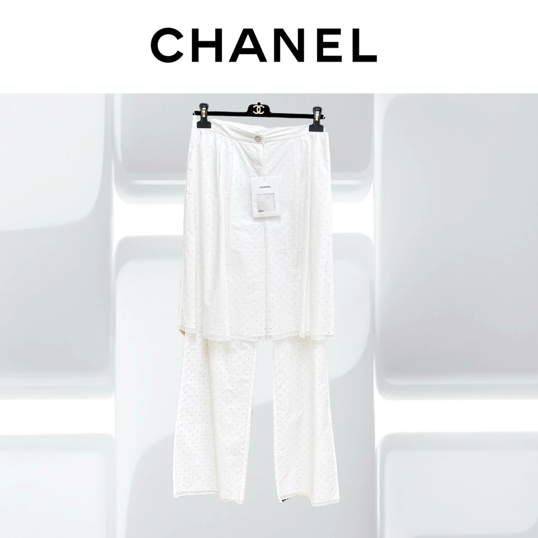 99新 Chanel/香奈儿 38码23S白色镂空衬衫裙裤，长裤