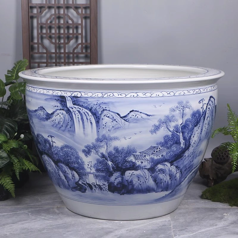庭院大缸景德镇鱼缸特大号睡莲荷花缸室外养鱼盆摆件水缸养鱼庭院