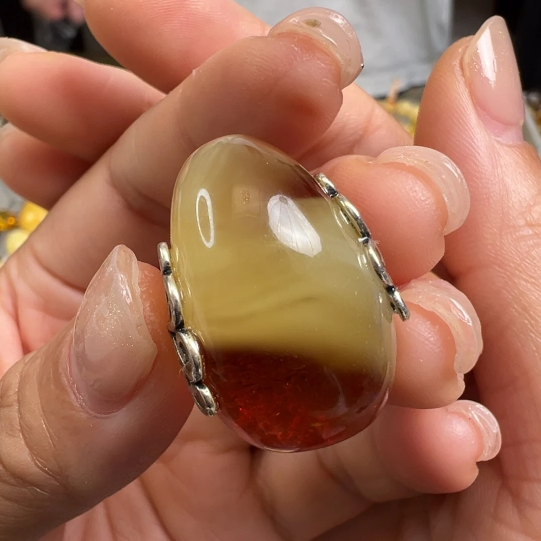 裸石蜜蜡银S925镶嵌蜜蜡