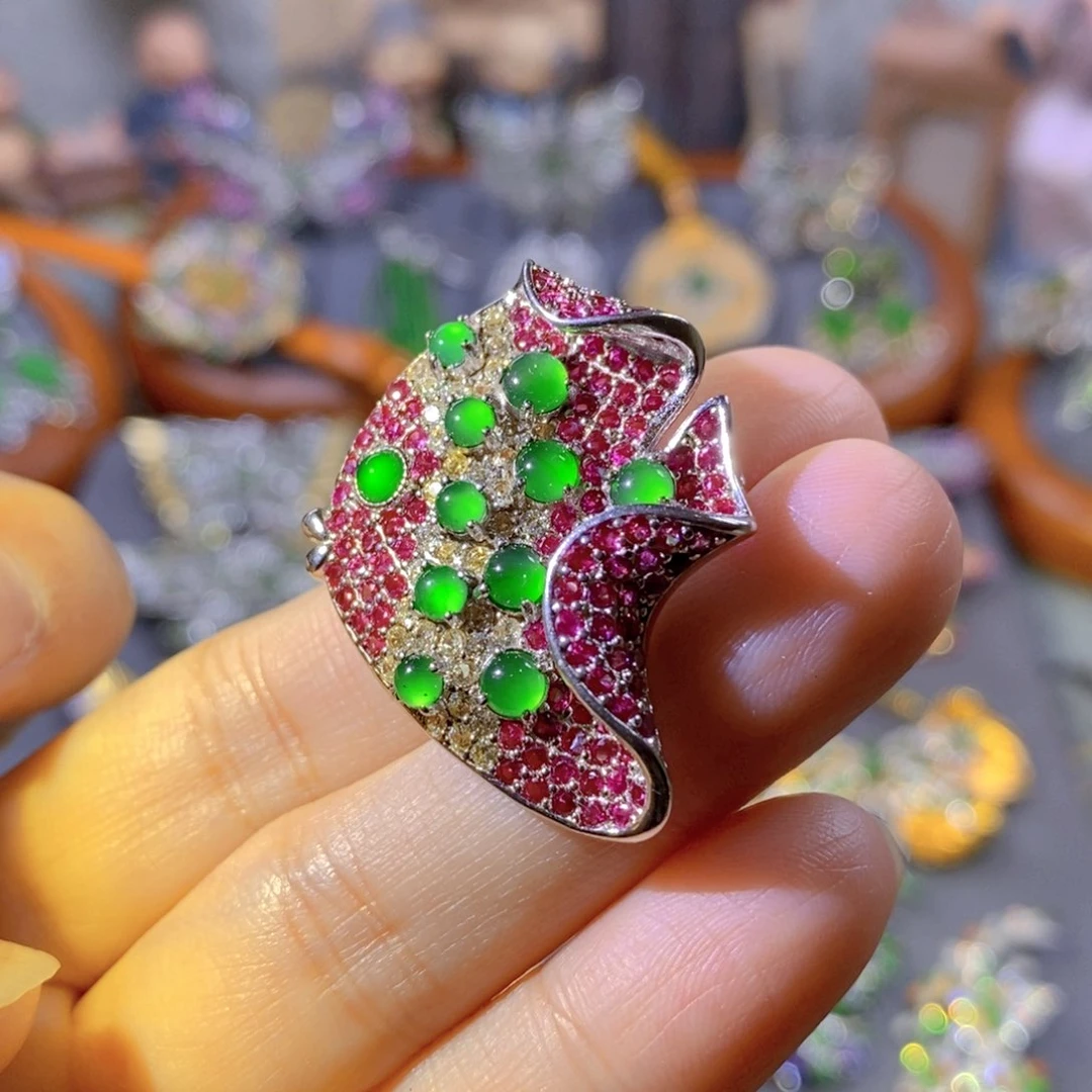 颈饰银S925镶嵌翡翠