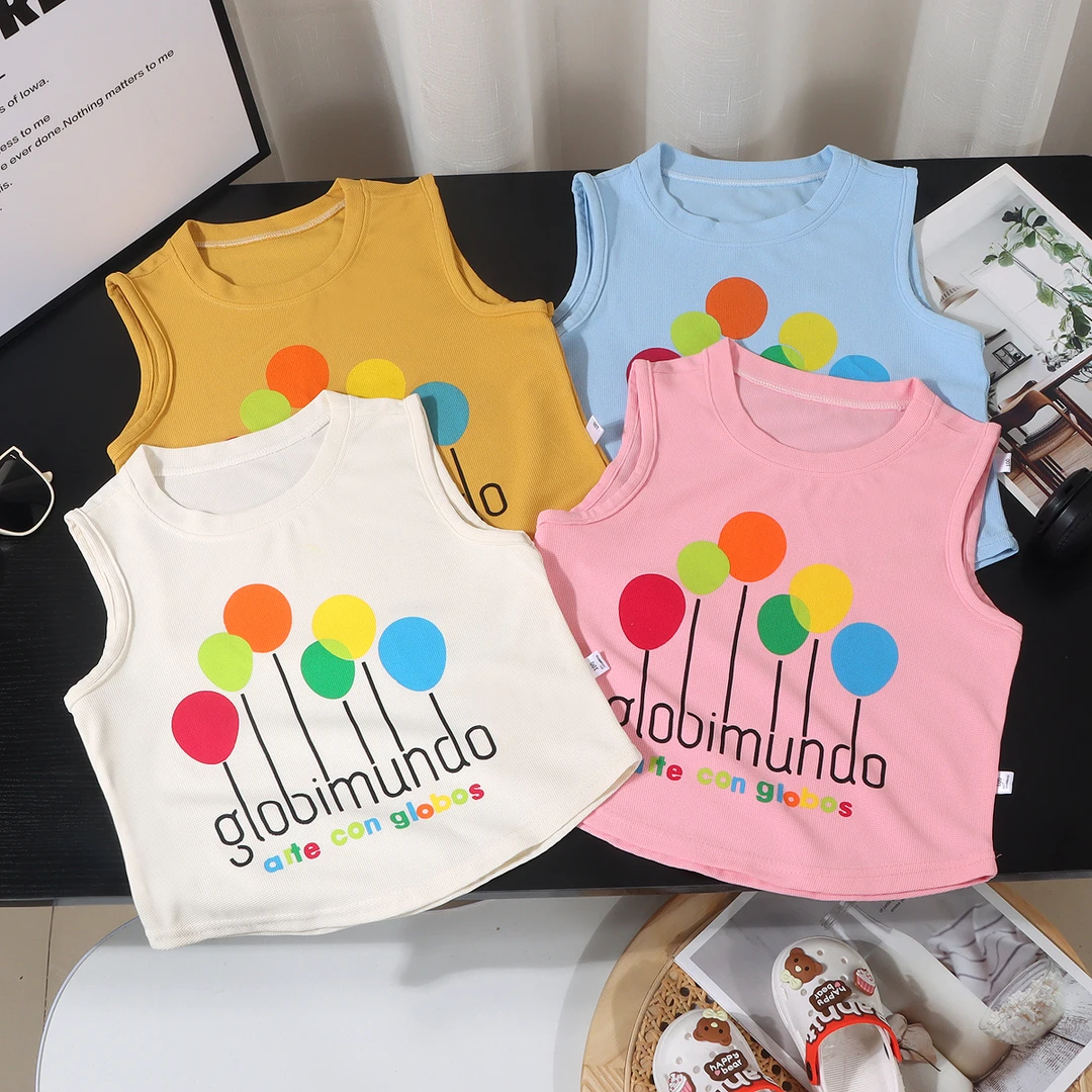 【三伏天必备】儿童夏季无袖背心男女童薄款中小童卡通多彩气球背心