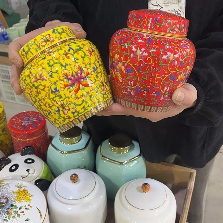 摆件陶瓷茶叶罐密封罐家用