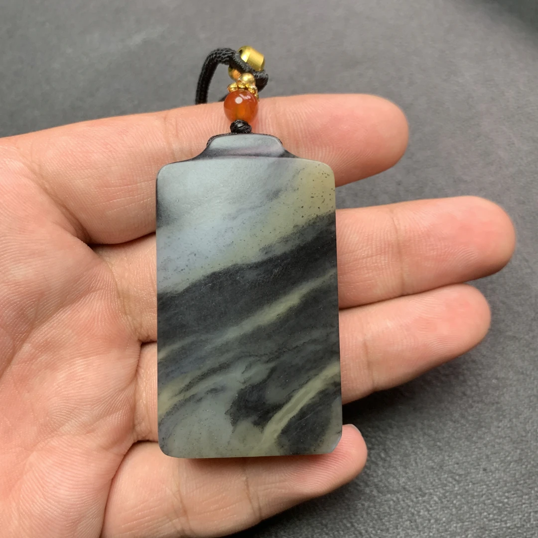 新疆和田玉籽料青花无事牌长54.5宽30厚12 R888