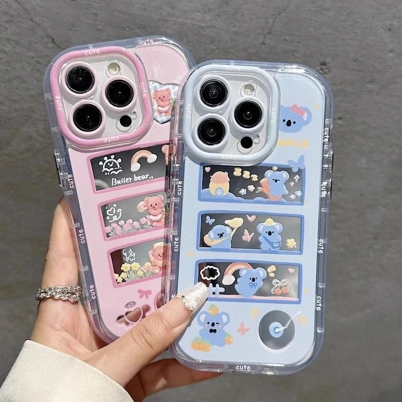 镜面考拉小熊适用苹果16pro手机壳华为轻奢vivo高级小米OPPO女款
