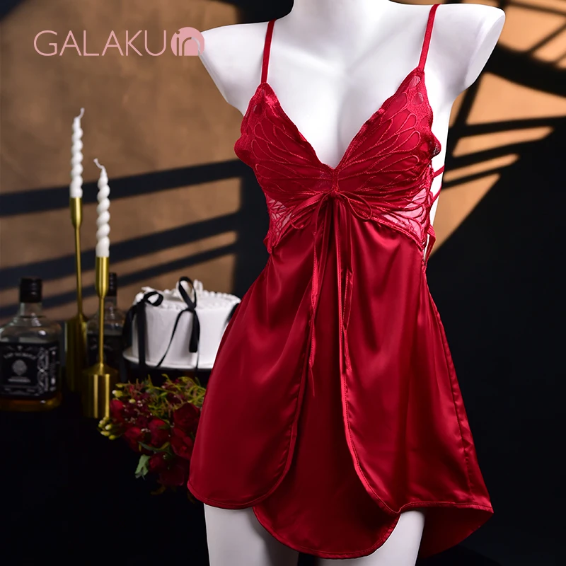 【GALAKU】纯爱小蛮腰性感女睡衣吊带蝴蝶纯欲高级感睡裙