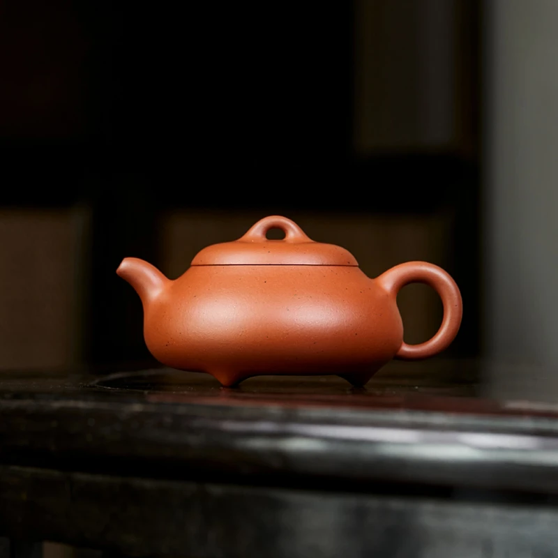宜脉紫砂 汉棠石瓢壶 拾珍堂 原矿红皮龙 约170cc