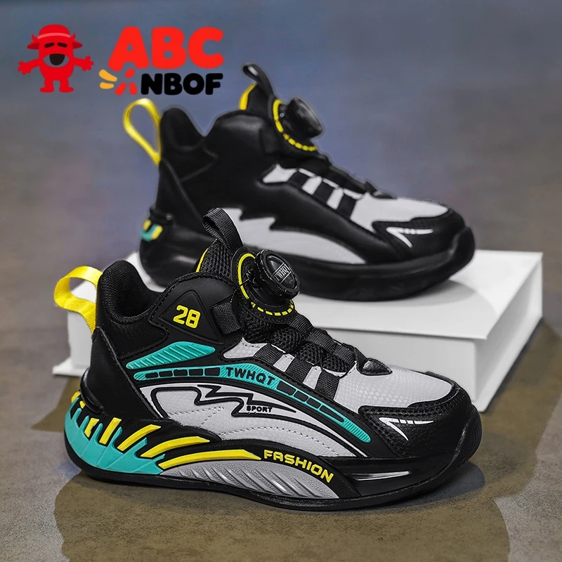 ABC NBOF童鞋男童运动鞋秋款2025新款男孩皮面跑步减震轻便儿童鞋