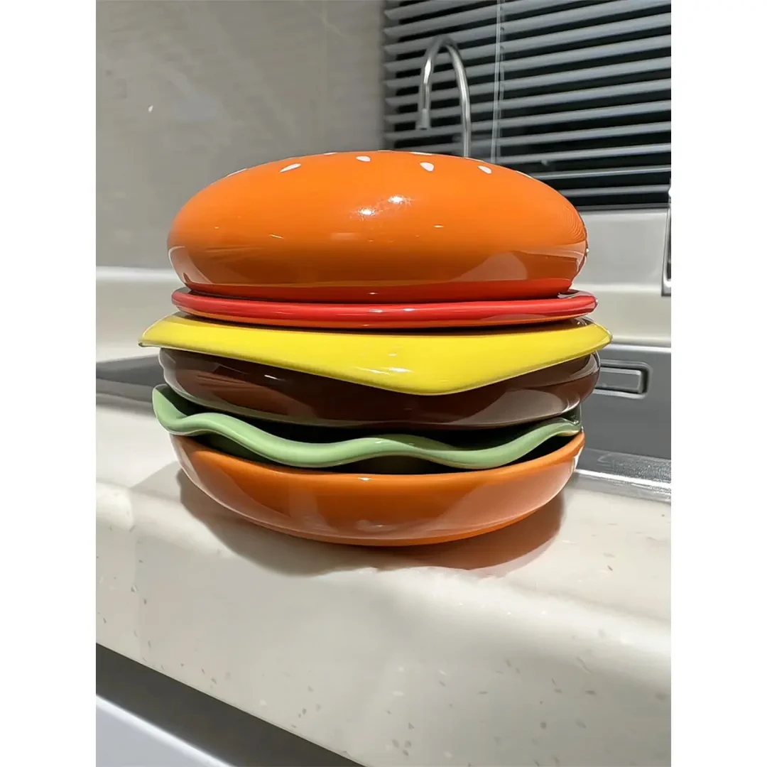 【爆款】陶瓷蘸料碟汉堡调味碟家用小碟子盘子酱油碟 · 汉堡包碟子